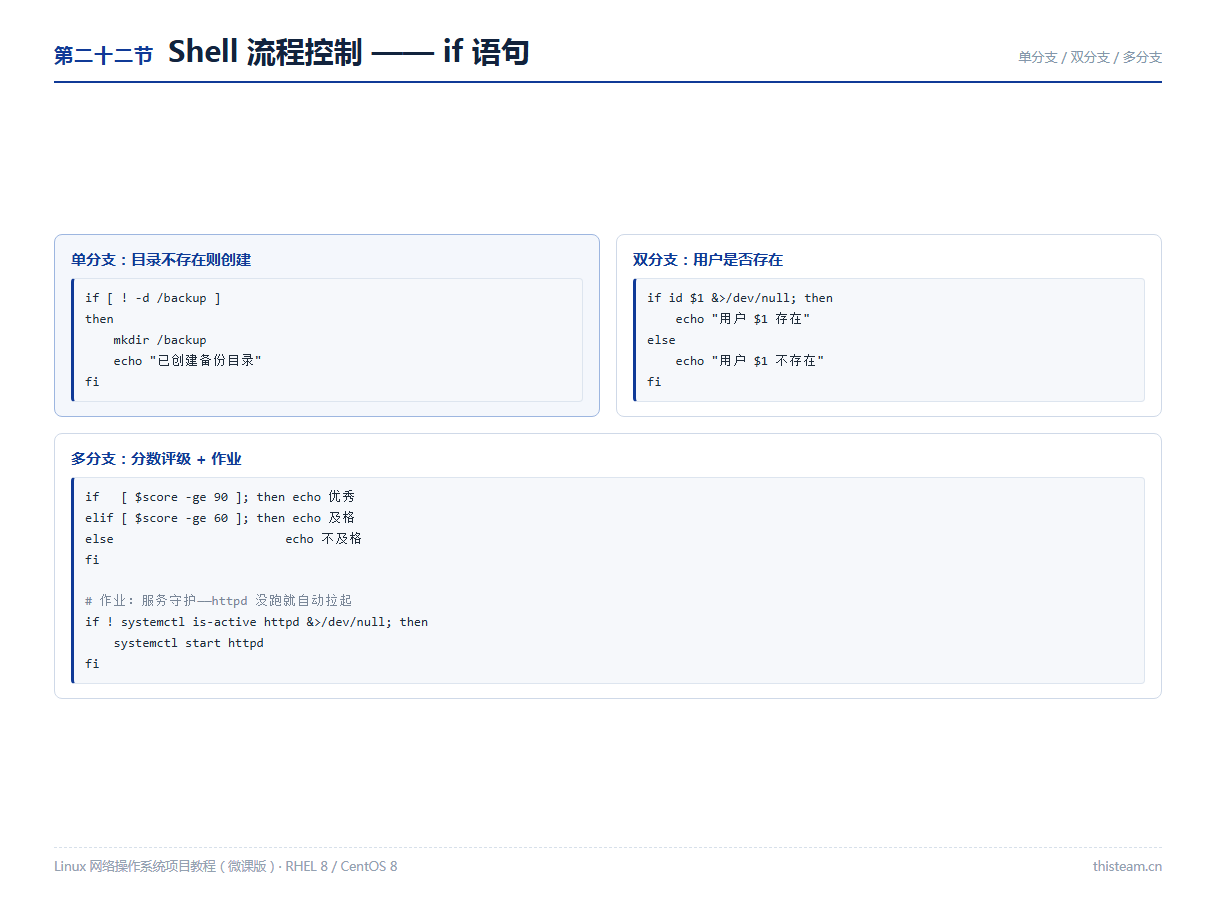 第二十二节 Shell if语句:单分支/双分支/多分支写法与服务守护实例